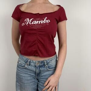 Mambo Women's Burgundy and Red Tshirt